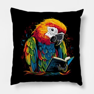 Parrot Reads Book Pillow