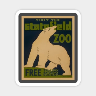 Vintage Zoo Poster Polar Bear Magnet