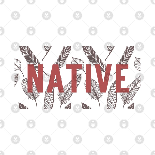 NATIVE Feather Design Red and Maroon Print by Eyanosa