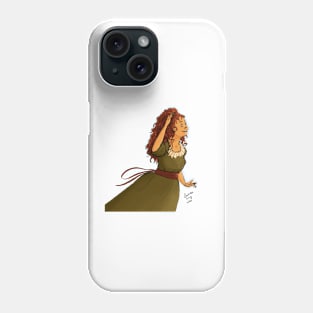 Curly Redhead in a Green Dress Phone Case