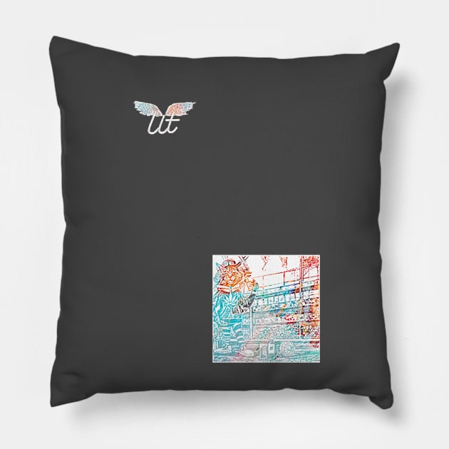 LitQ - Anime Cat smoking weed at the football stadion Pillow by LitQ