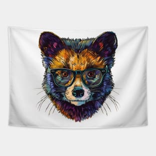 Smarty Marten: The Glasses-Wearing Critter Tapestry