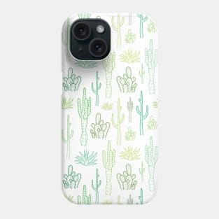 Green and white cactus pattern Phone Case