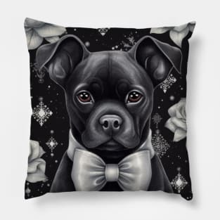 Black Staffy puppy Pillow