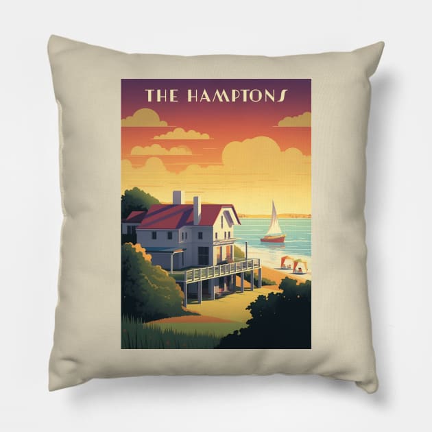 The Hamptons Pillow by Retro Travel Design