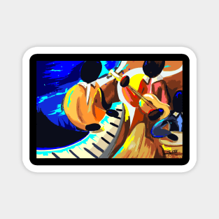 Abstract music art jazz  print jamaican Magnet