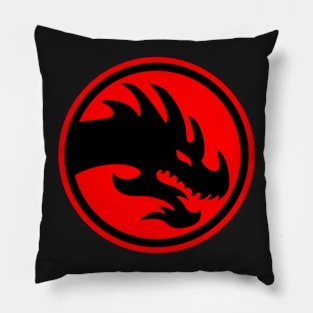 Big Angry Black And Red Japanese Luck Dragon Design Pillow