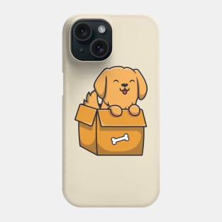 Cute Dog Playing In Box (2) Phone Case