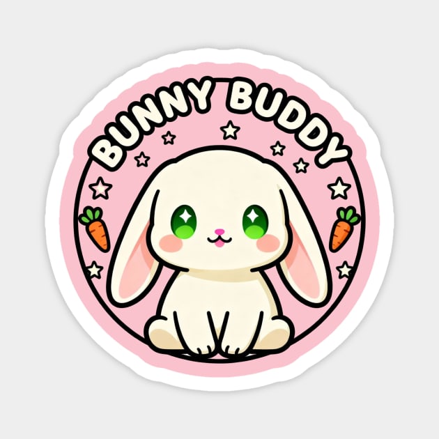 Bunny Buddy - Kawaii Rabbit Circle Design Magnet by Omar's Store 13