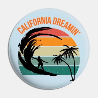 California Dreamin' Surf Shirt Vintage Inspired Casual Summer Top, Unique Gift for Beach Lovers, Surfers, Californians Pin