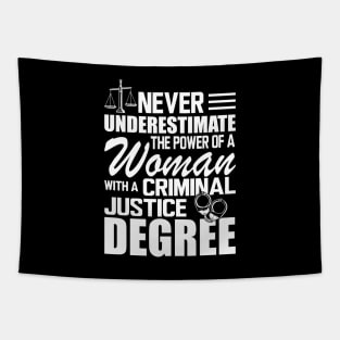 Criminal Justice - Never underestimate the power of a woman with a criminal justice degree w Tapestry