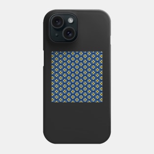 Dark blue, light yellow and blue retro geometrical flower pattern Phone Case