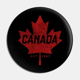 Canada Est. 1867 Vintage Faded Canada Maple Leaf  design Pin