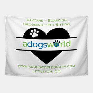 A Dog's World - Heart Logo (Back) - Daycare Boarding Grooming Pet Sitting Tapestry