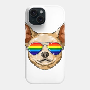 Chihuahua Wearing Rainbow LGBT Pride Flag Sunglasses Phone Case