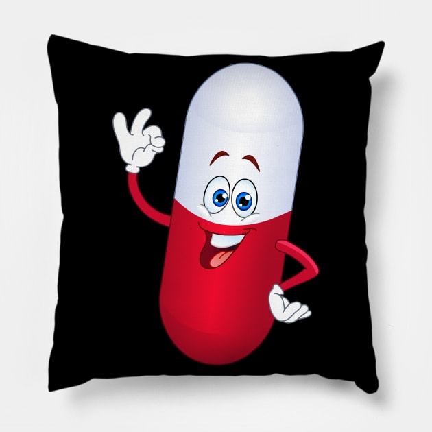 Pill Cartoon Pillow by DigiToonsTreasures