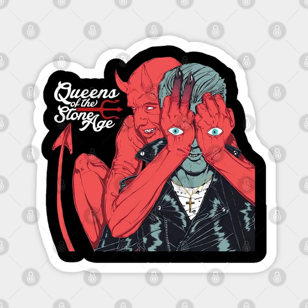 Queens Of The Stone Age Band Magnet by Powder.Saga art