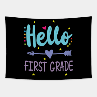 Heart Arrow Teacher Student Back To School Hello First Grade Tapestry