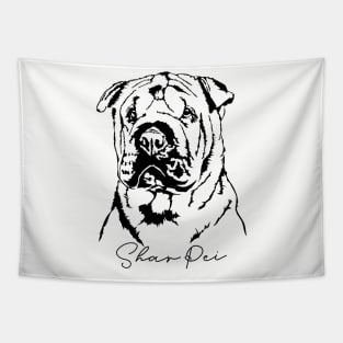 Chinese Shar Pei dog lover portrait Tapestry