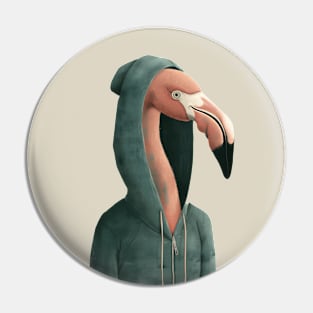 Flamingo With Hoodie Pin