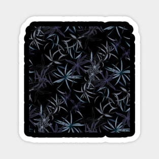 Elegant Dark Leaves Pattern Magnet