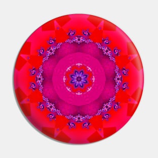 Fractal Mandala Pink and Orange Diamonds Pin