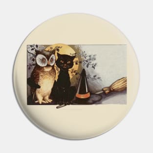 Halloween Owl and Cat Pin