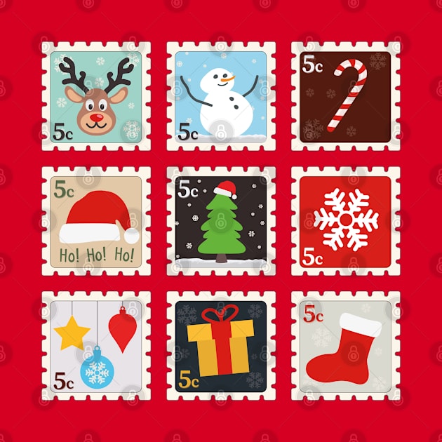 Christmas Stamps | Gift Ideas | Cute Design by Fluffy-Vectors