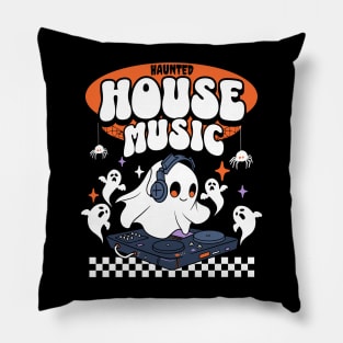 HOUSE MUSIC  -  Haunted Ghost DJ (white) Pillow