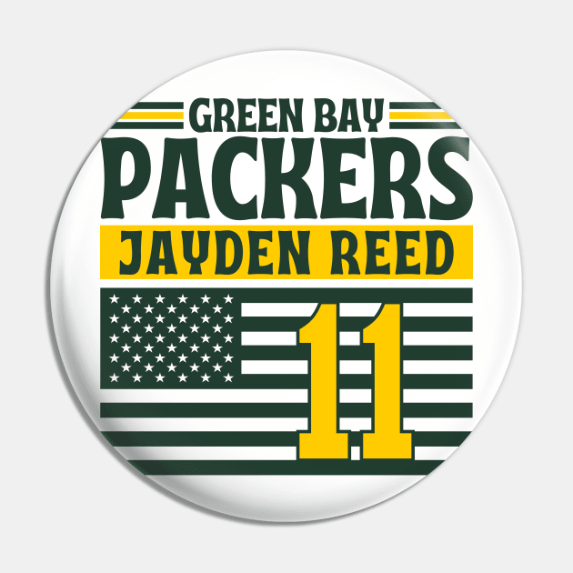 Green Bay Packers Reed 11 American Flag Football Pin by Astronaut.co