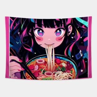 Cute Anime Girl |  Ramen Noodles | Hentaii Chibi Kawaii Design Tapestry