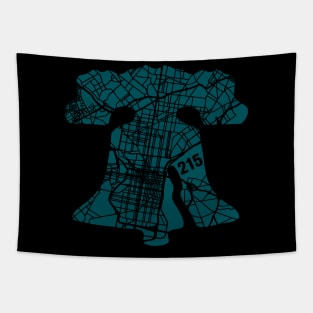 Philadelphia City 215 Liberty Bell Love Philly Fan Favorite Green Tapestry