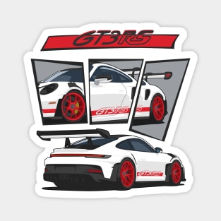 car 911 gt3 rs racing edition detail white red Magnet