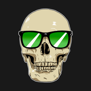 Skull Wearing Sunglasses Green Lenses T-Shirt