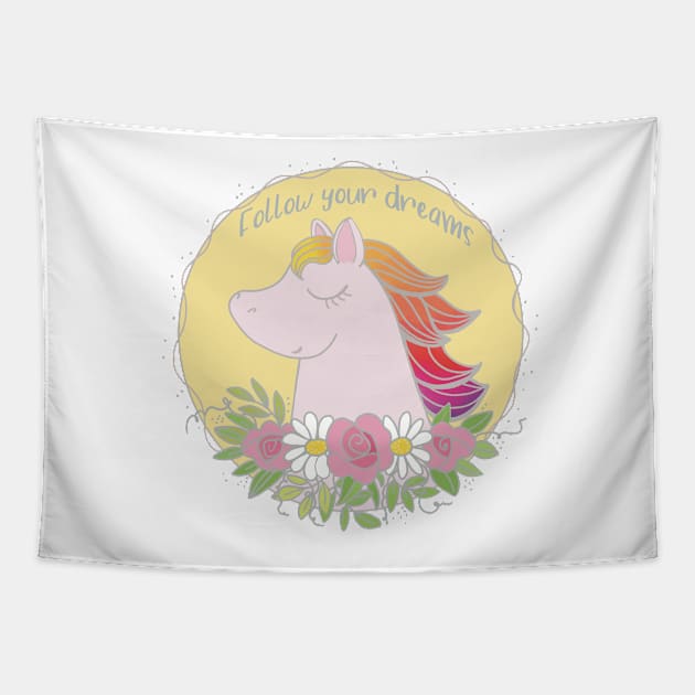 Unicorn , follow your dreams Tapestry by marina63