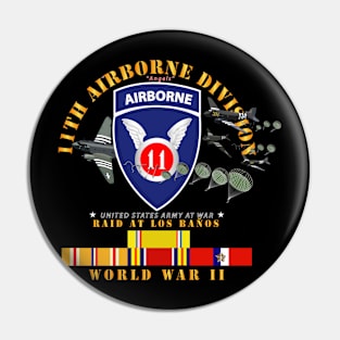 Army - 11th Airborne Division - Raid at Los Baños W Jumpers - WWII w PAC SVC Pin