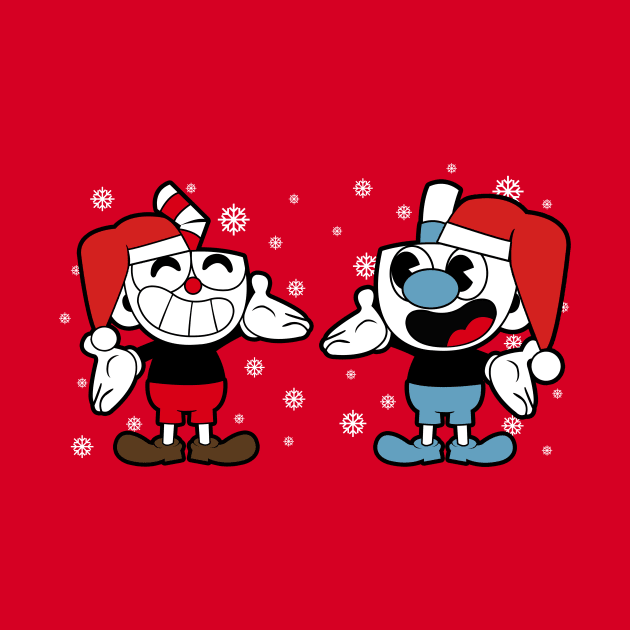 Cuphead and Mugman Christmas by liora natalia