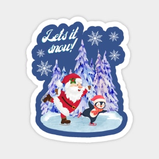 SKATING WITH SANTA Magnet