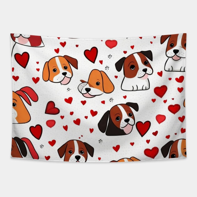 Valentines day gift ideas, valentines day gifts dogs and hearts pattern gift ideas Tapestry by WeLoveAnimals