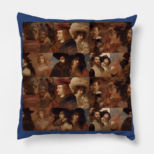 Rembrandt Paintings Mashup Pillow by Grassroots Green