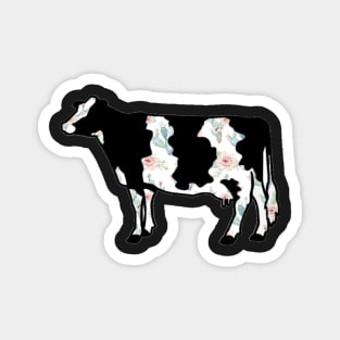 Watercolor Cactus Dairy Cow Silhouette  - NOT FOR RESALE WITHOUT PERMISSION Magnet