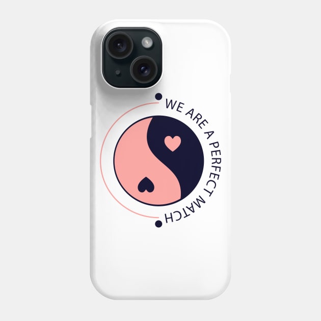 We Are a Perfect Match Yin and Yang Symbol With Hearts for Valentine's Day Phone Case by LittleMissy