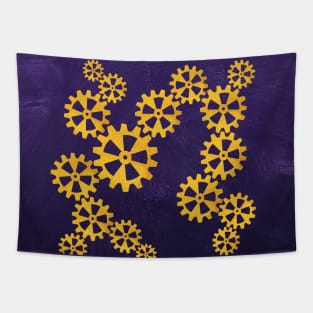 Cool steampunk gears on a purple background Tapestry