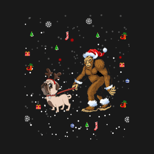 Bigfoot Pug Lover Christmas T-Shirt