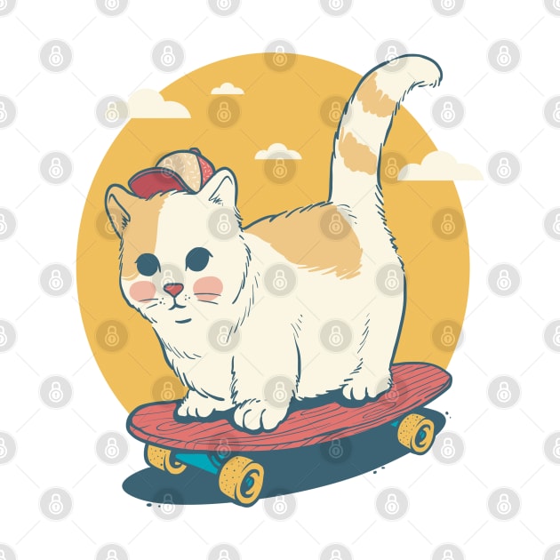 cat playing skateboard by dreamiedesire