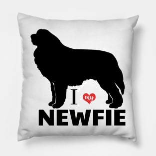 Newfie Pattern in Red Newfoundland Dogs with Hearts / I love my Newfie Pillow