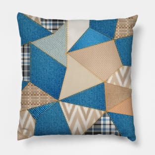 Denim Patchwork Design Pillow