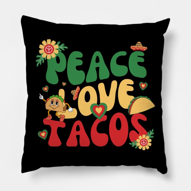 Peace Love Tacos Cinco De Mayo Pillow by Point Shop