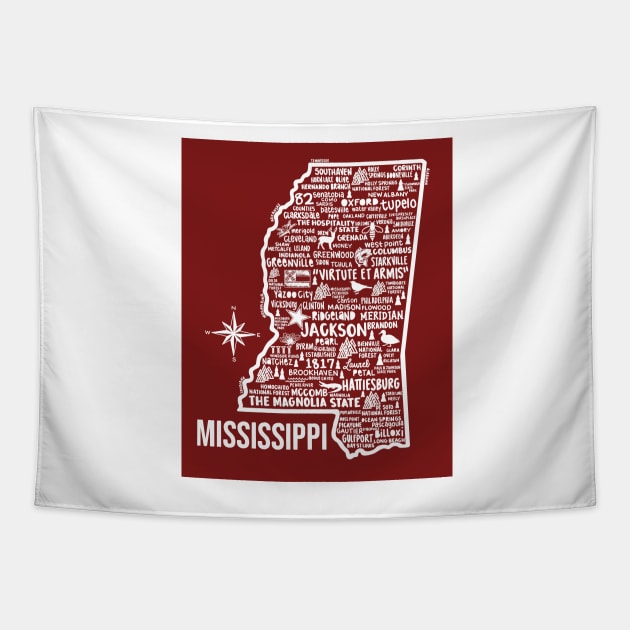 Mississippi Map Tapestry by fiberandgloss