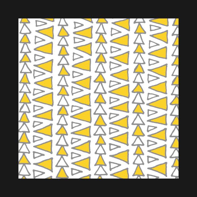 Mustard Yellow Grey and White Triangles Pattern by dreamingmind